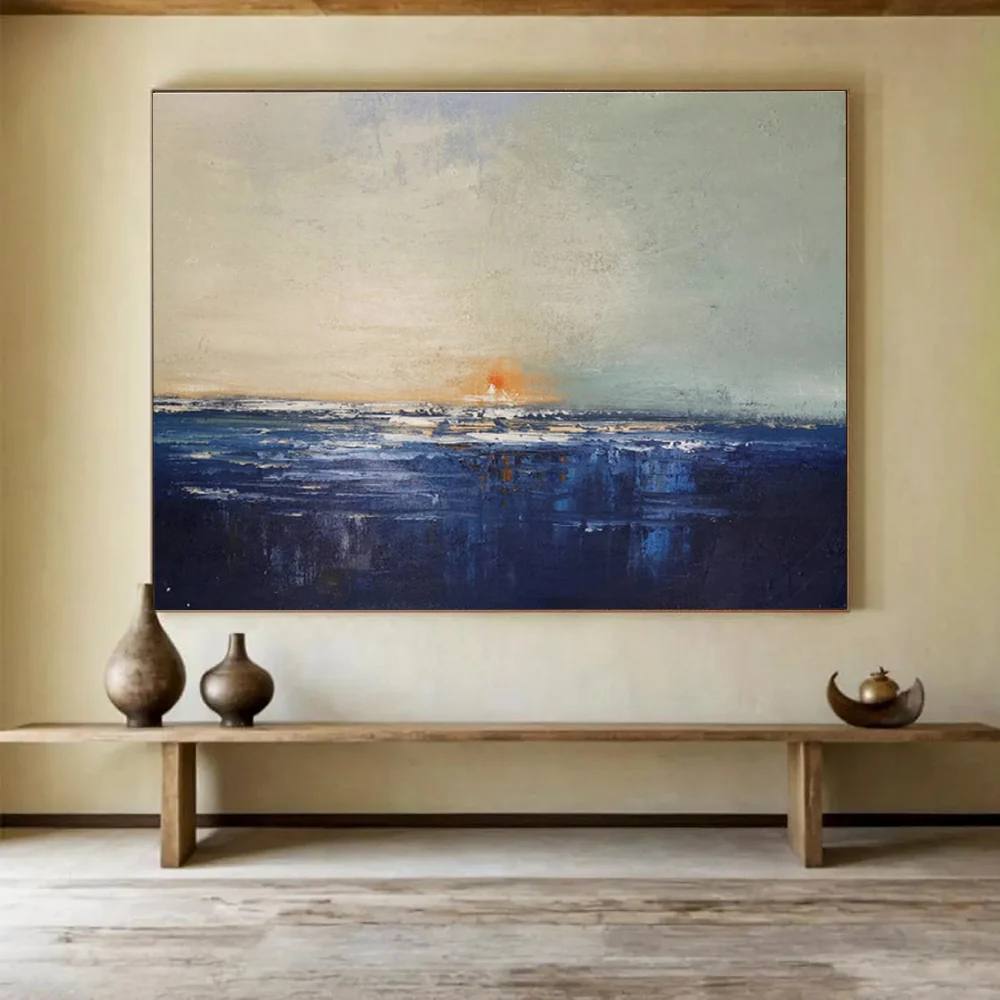 Dusk Hand-painted Sunset Abstract Canvas Wall Art GMQ3V